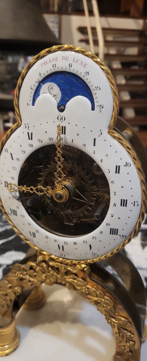 Louis XVI Skeleton Moon Phase Pendulum-photo-2