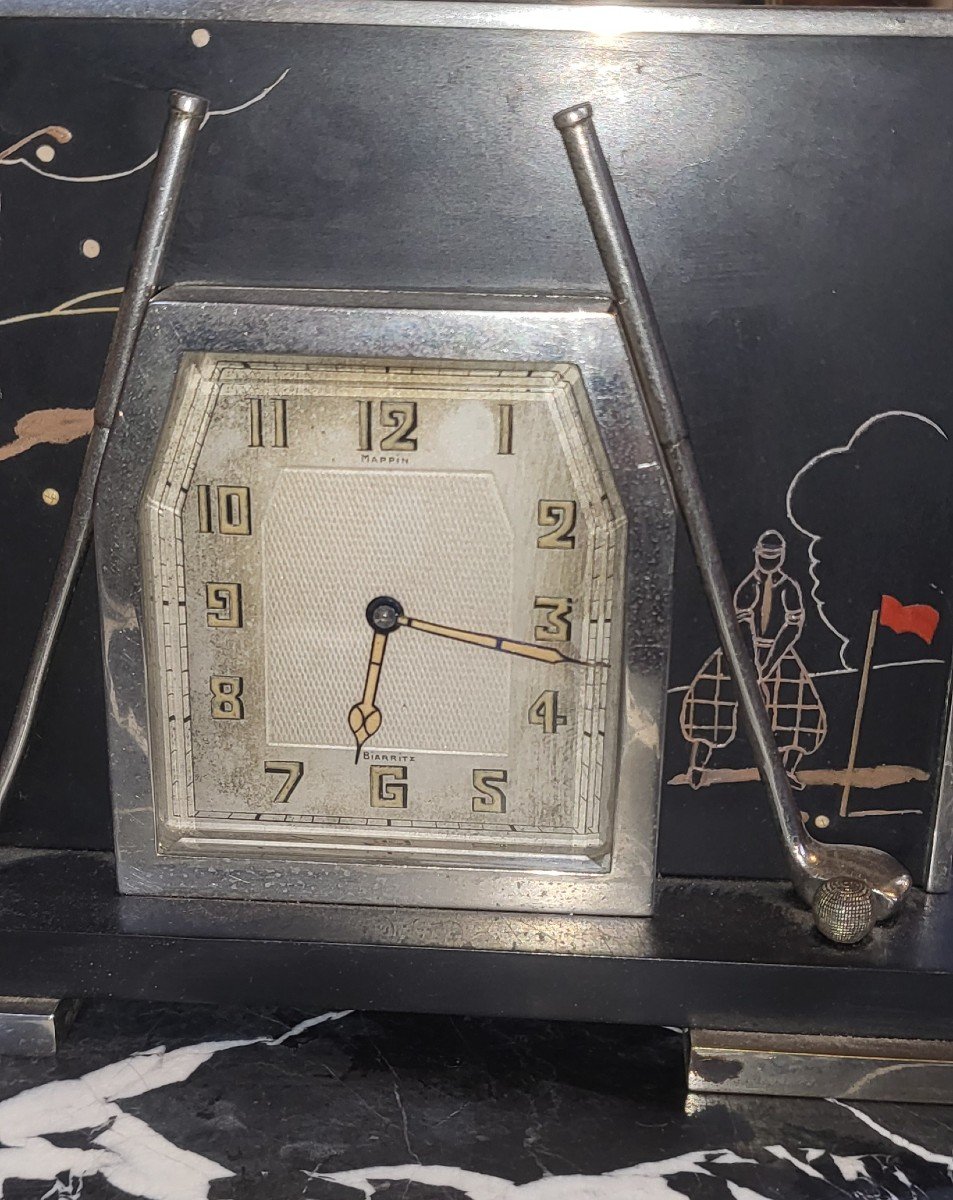 Mappin Golf Trophy Clock In Biarritz Circa 1930-photo-4