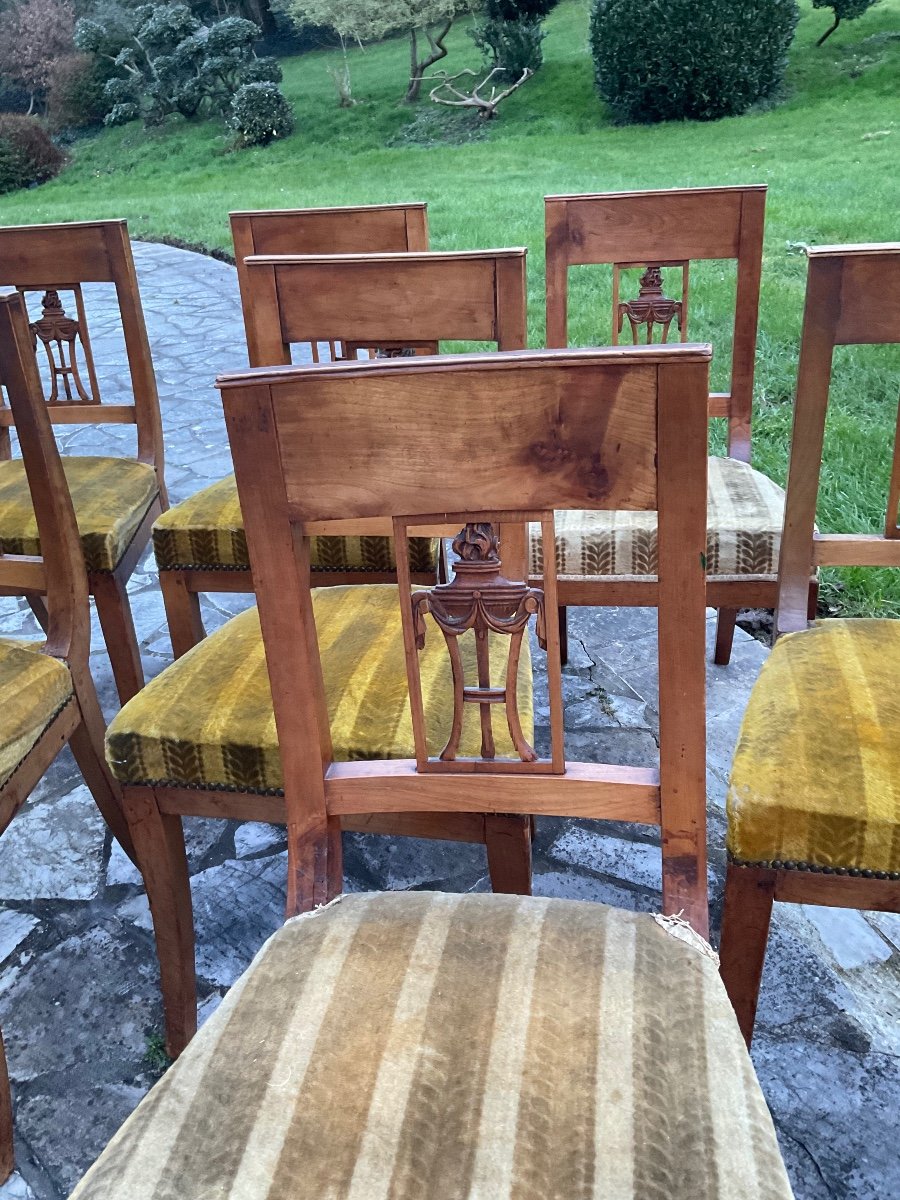 Suite Of 9 Directoire Chairs In Cherry -photo-1