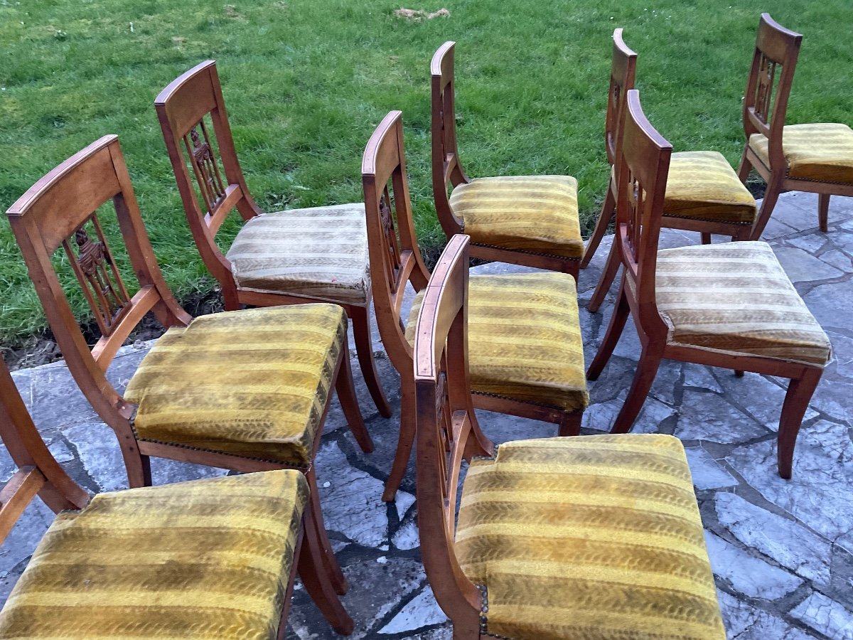 Suite Of 9 Directoire Chairs In Cherry -photo-3