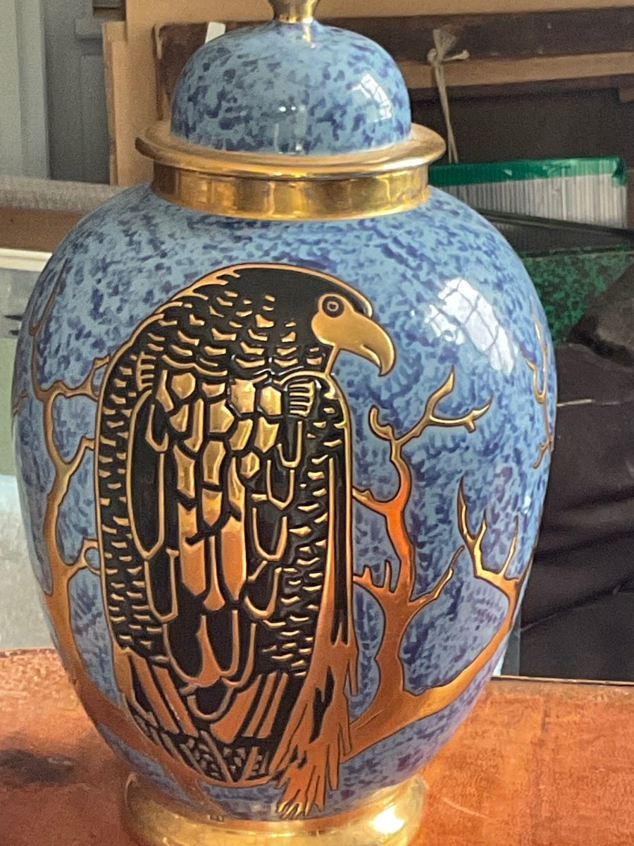 Rare Eagle Potiche Pair Of Montieres Vases-photo-6