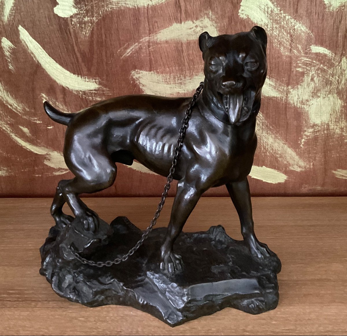 Chien à La Chaîne Par Lalouette Bronze