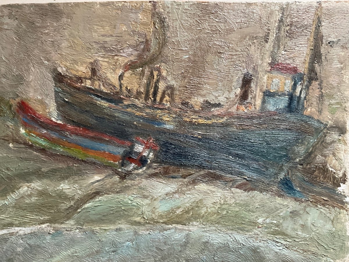 Boats By Ludwick Lewandowski Oil On Wood-photo-4