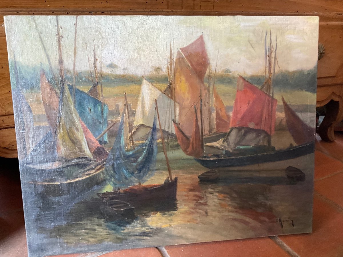 Departure Of The Boats In Brittany By Jacques Marcelin-photo-1