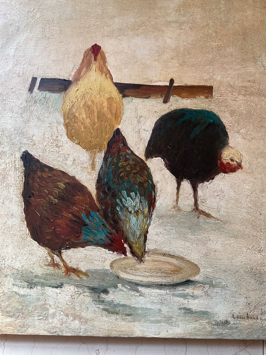 Chickens Oil On Canvas -photo-6