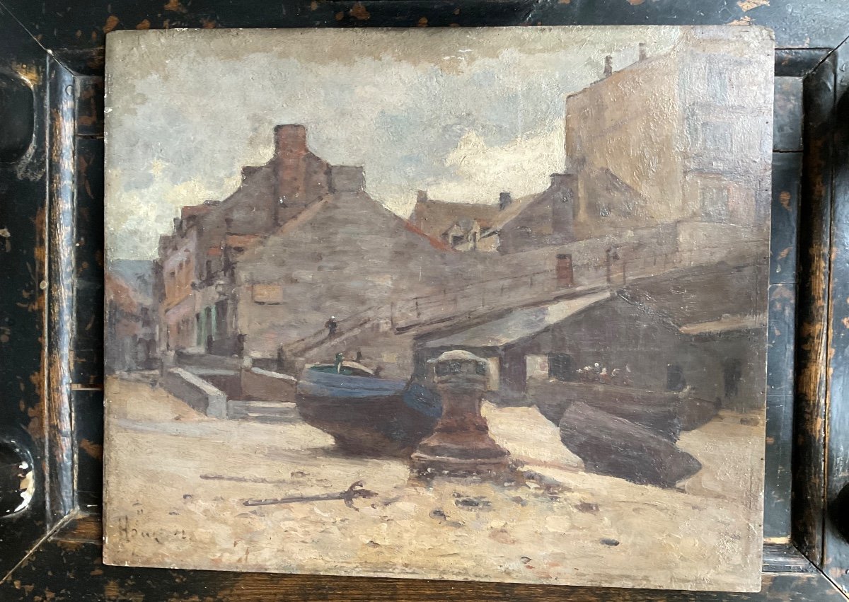 Painting On Wood, 19th Century, Boats -photo-3