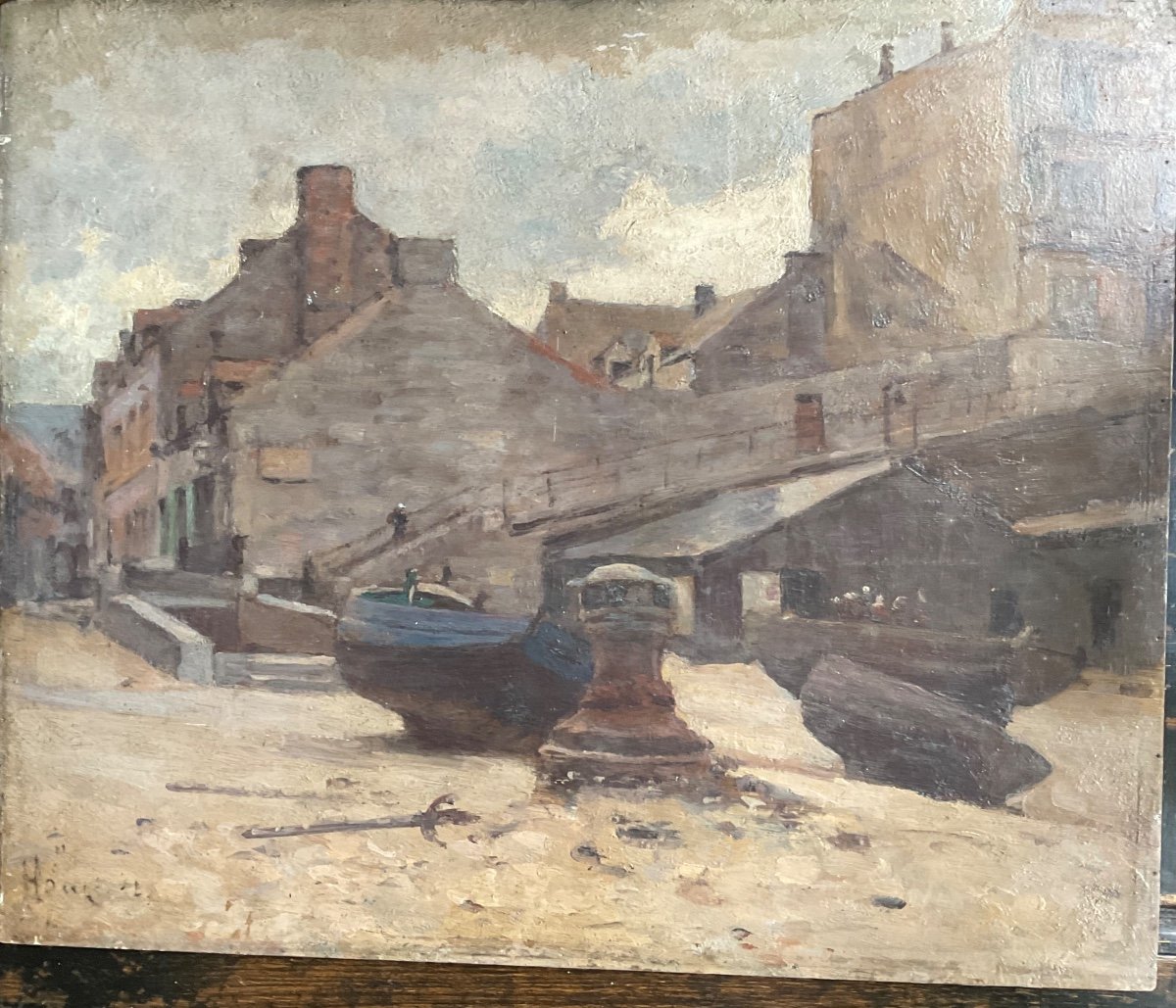 Painting On Wood, 19th Century, Boats -photo-4