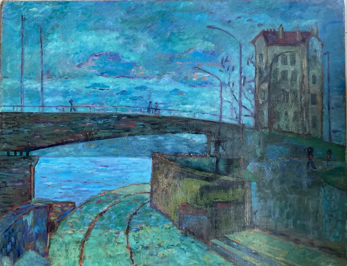 Tableau Paris Impressionniste Camaïeu Bleu