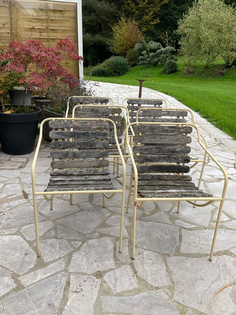 Lot De Six Fauteuils De Jardin Démontables Et Empilables -photo-3