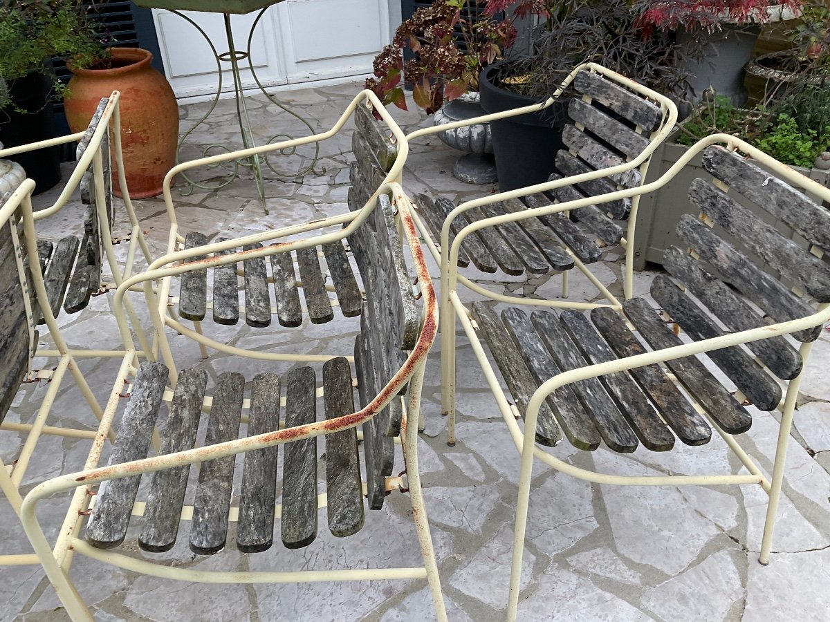 Lot De Six Fauteuils De Jardin Démontables Et Empilables 