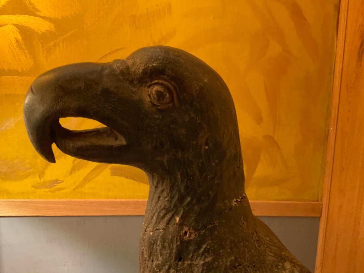 Large Wooden Eagle With Scallop Shell At The Base, 18th Century-photo-3