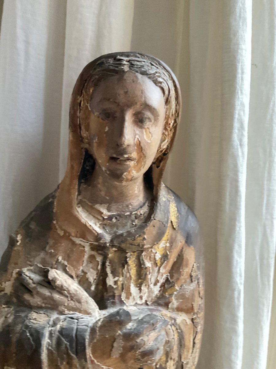 Virgin Of The Annunciation In Wood 17th Century-photo-2