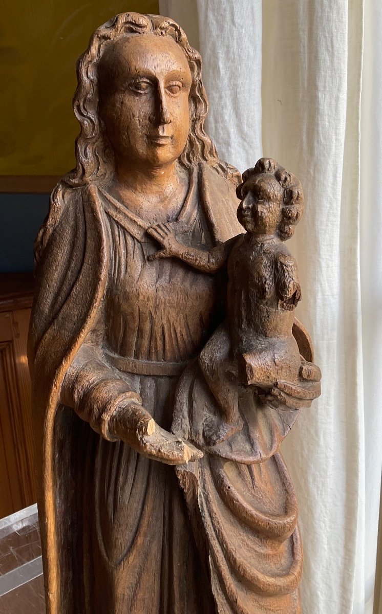 Virgin And Child In Oak Flanders XVIIIth Century-photo-3