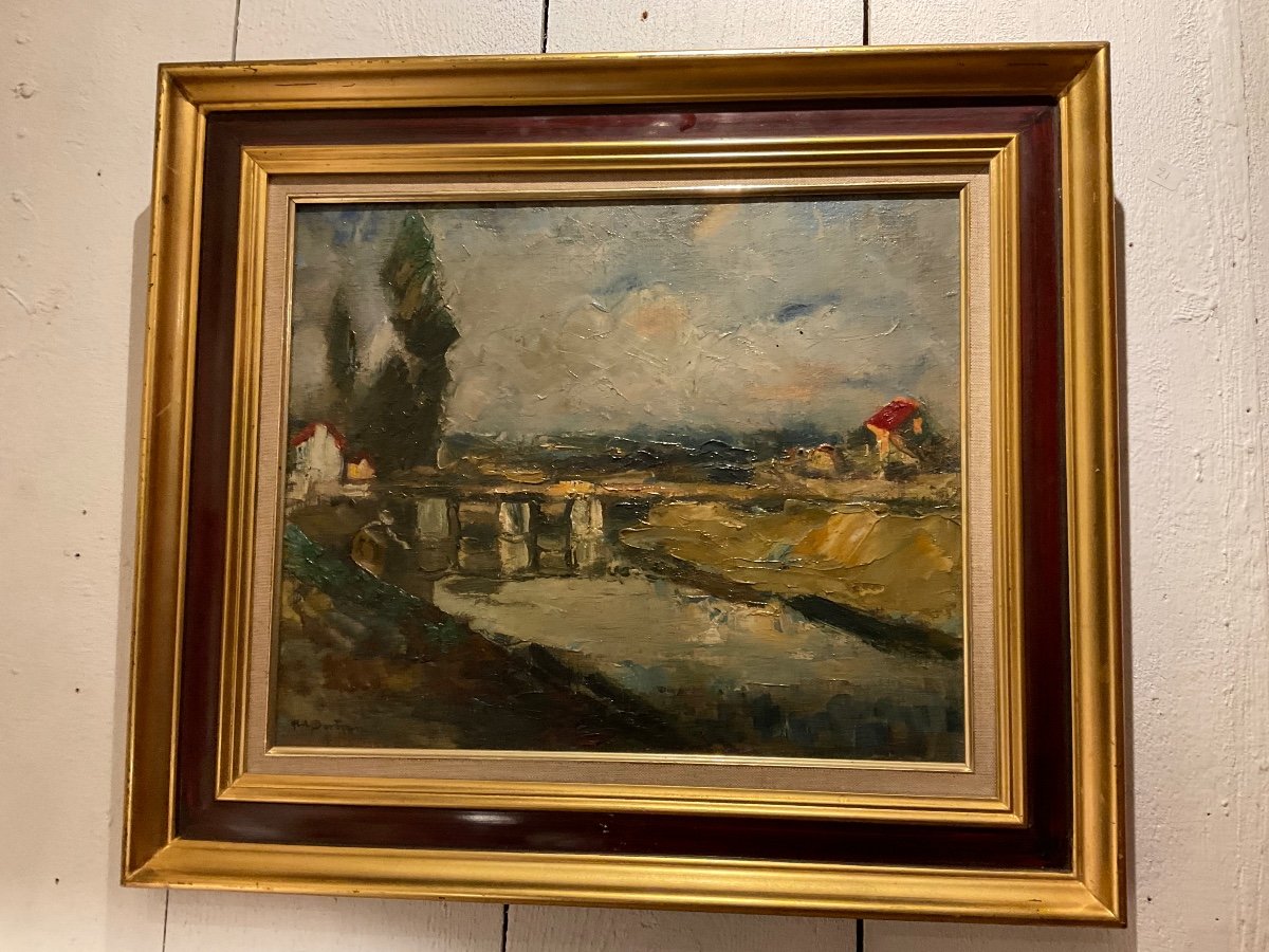 Abel Bertram Huile Sur Toile Les écluses En Baie De Somme-photo-4