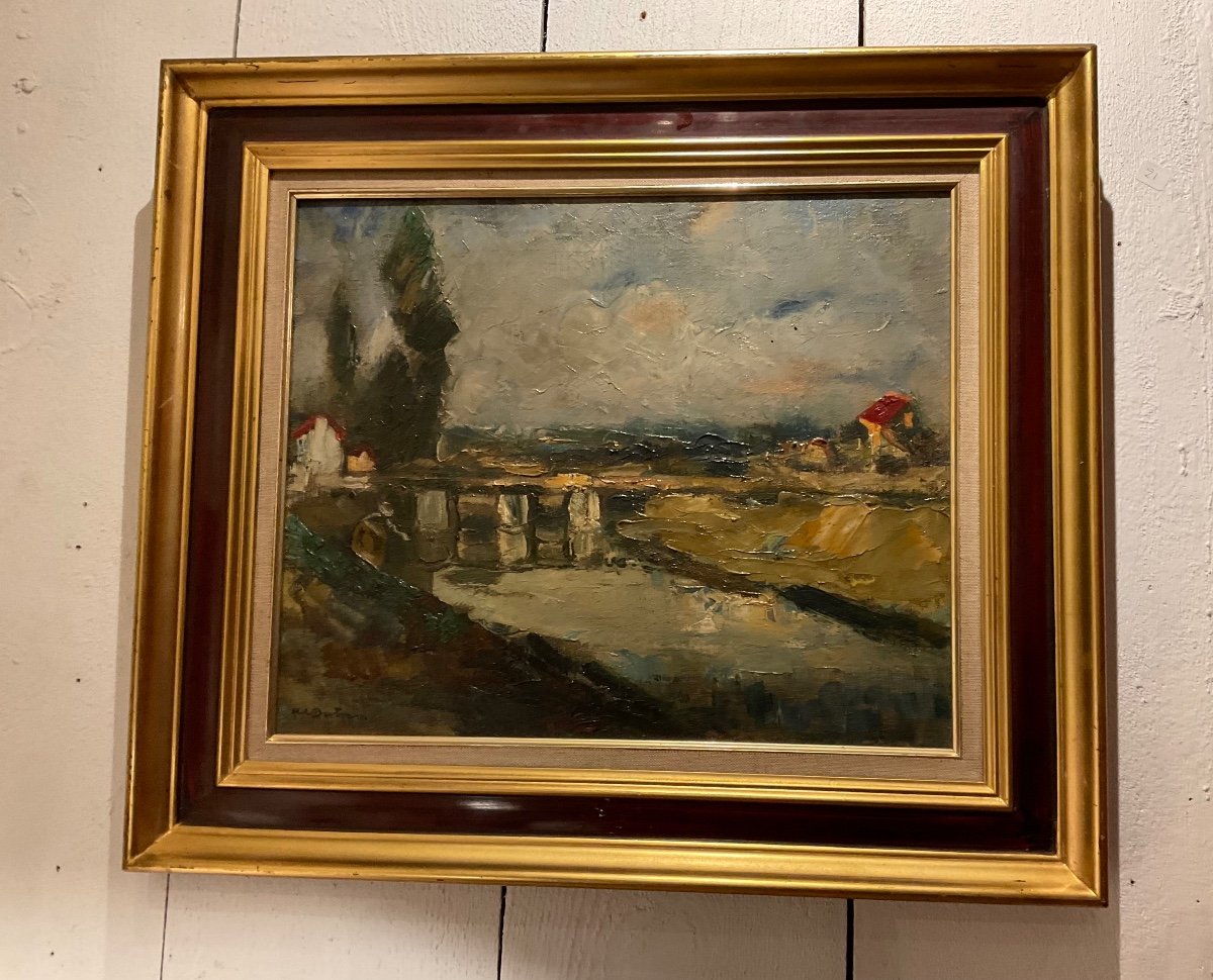 Abel Bertram Huile Sur Toile Les écluses En Baie De Somme-photo-1