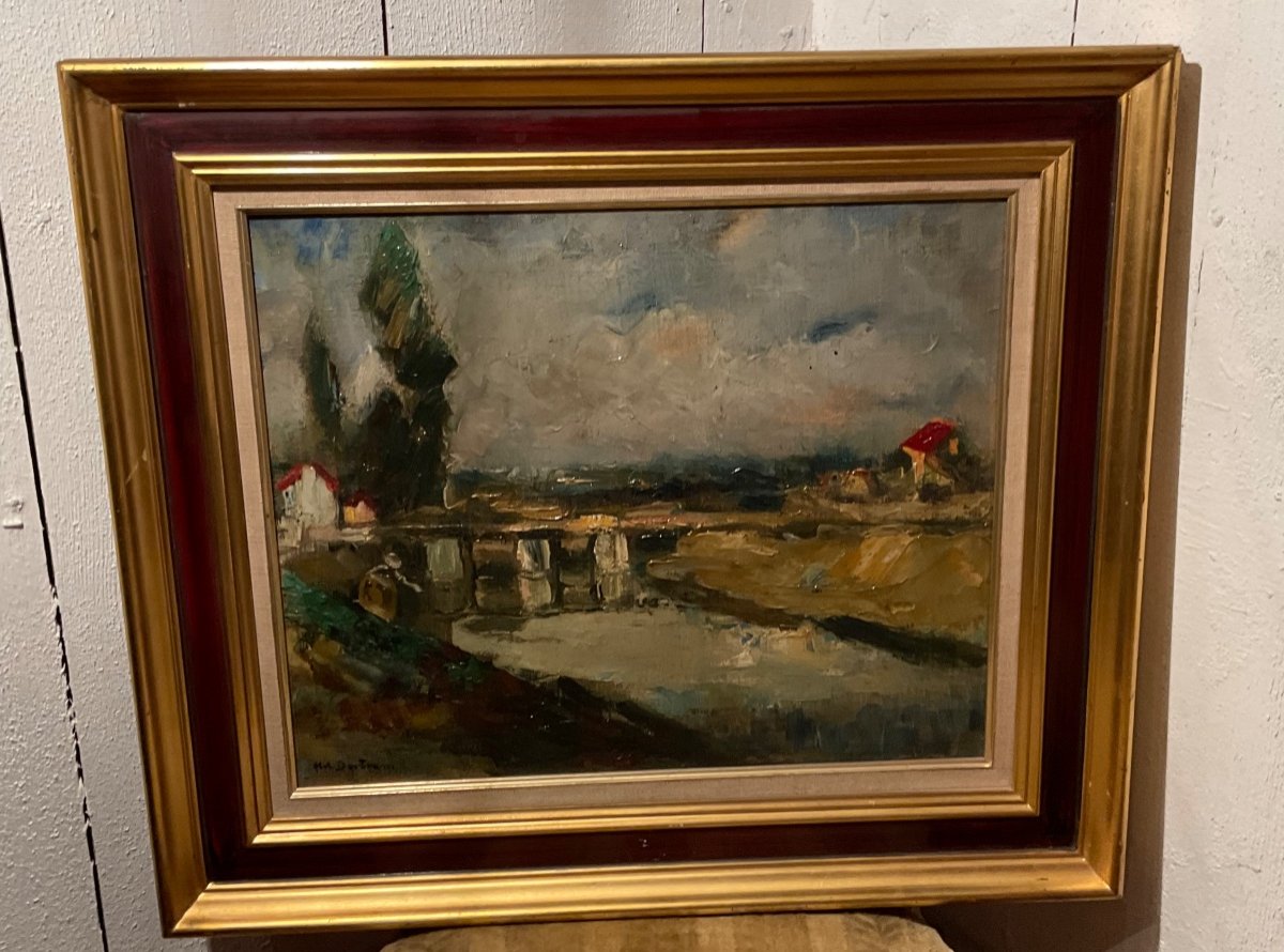 Abel Bertram Huile Sur Toile Les écluses En Baie De Somme-photo-2