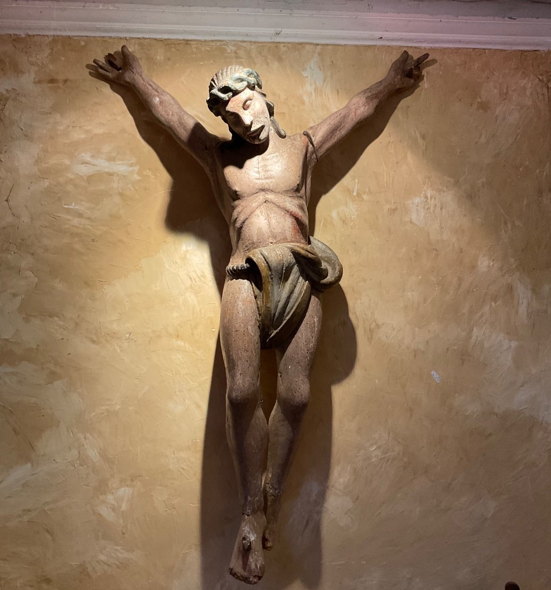 Christ Italie XVIIeme Polychrome Dans L’etat-photo-2