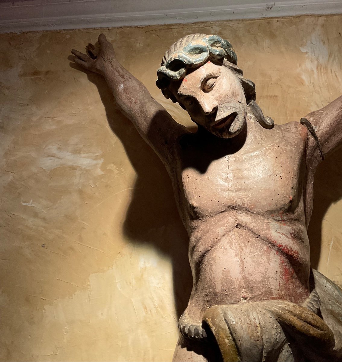 Christ Italie XVIIeme Polychrome Dans L’etat-photo-2