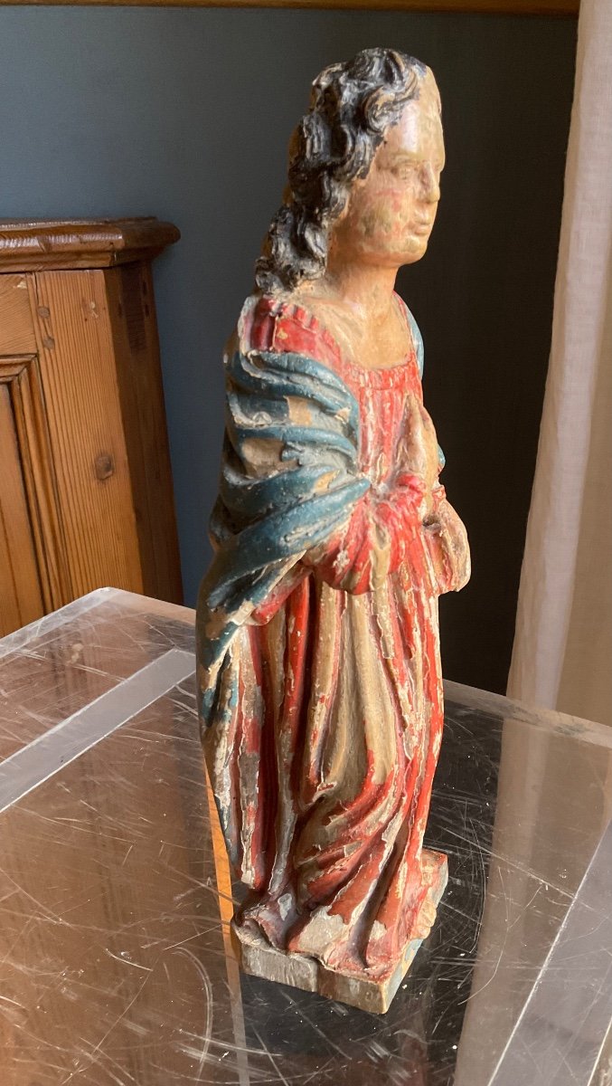 Saint In Wood 18th Century Polychromy 