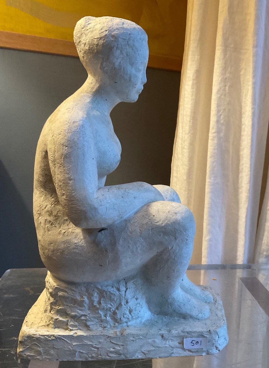 Plaster Cast Of Gibert Seated Woman-photo-2