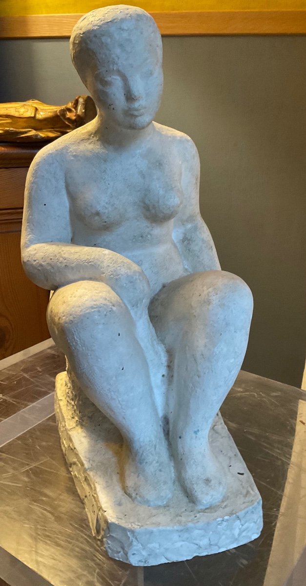 Plaster Cast Of Gibert Seated Woman-photo-3