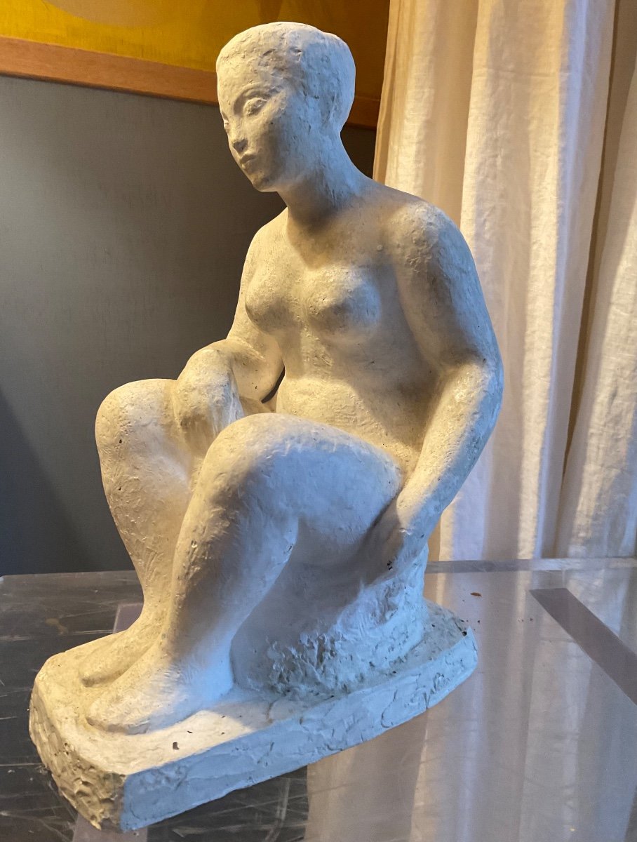 Plaster Cast Of Gibert Seated Woman-photo-2