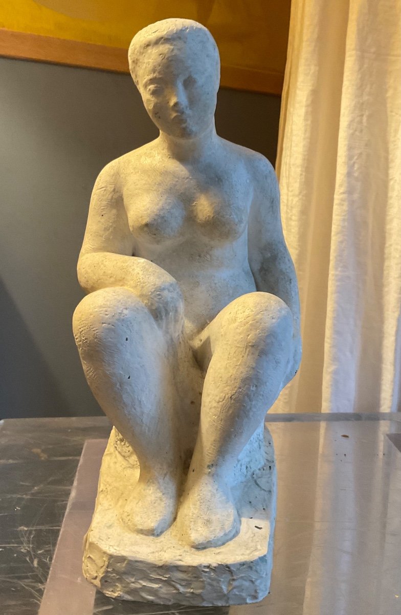 Plaster Cast Of Gibert Seated Woman-photo-3