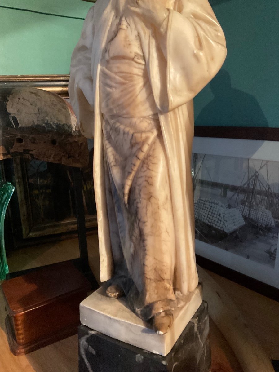 Very Beautiful Marble And Alabaster Statue Of Jahn-photo-3