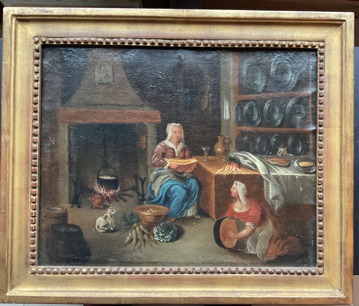 18th Century Kitchen Interior Canvas -photo-2