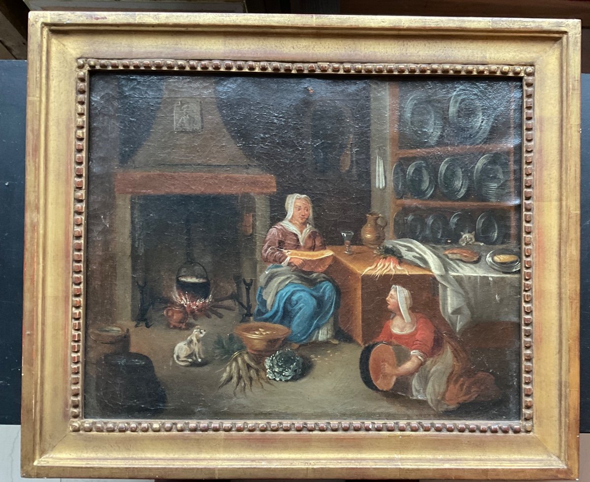 18th Century Kitchen Interior Canvas -photo-3