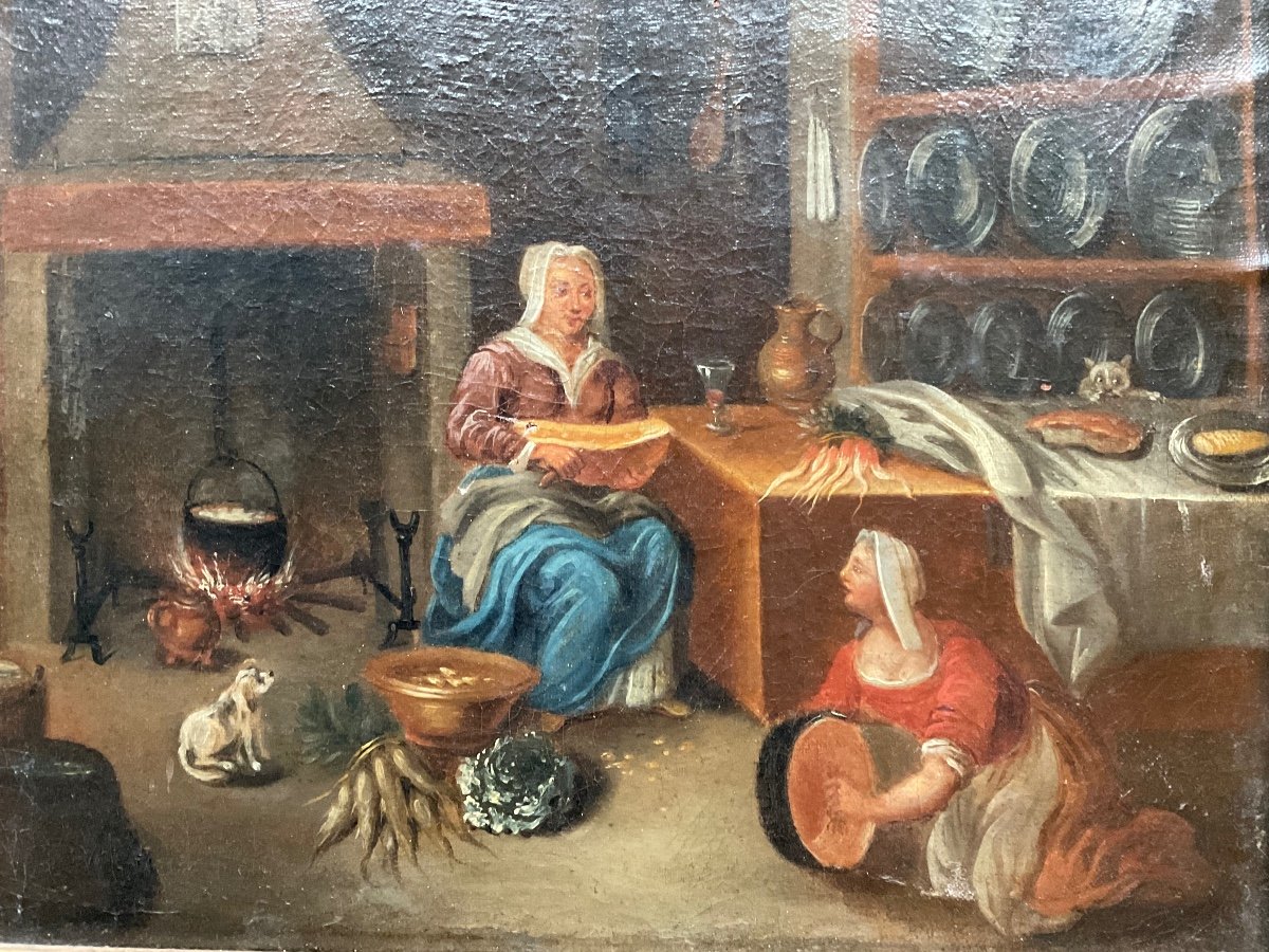 18th Century Kitchen Interior Canvas -photo-4