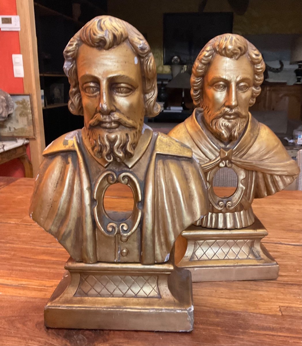 Two Saints Reliquary Busts XVIIIth Re-gilded-photo-4