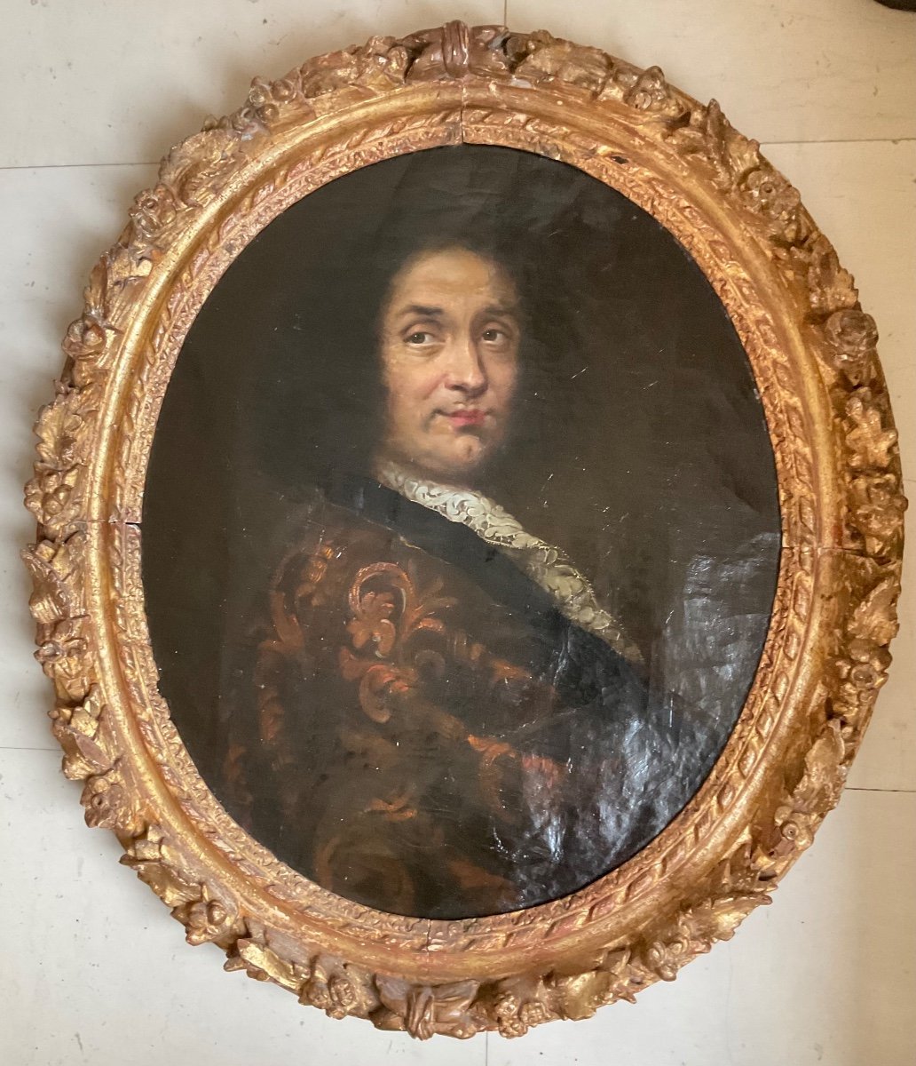 Portrait Entourage De Pierre Mignard Cadre D’époque 