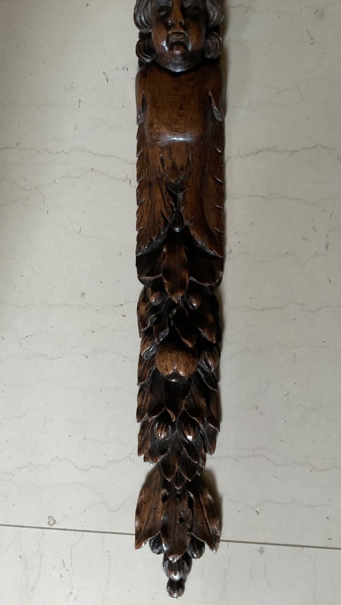 17th Century Wooden Angel Head Abbeville Picardy Region-photo-2