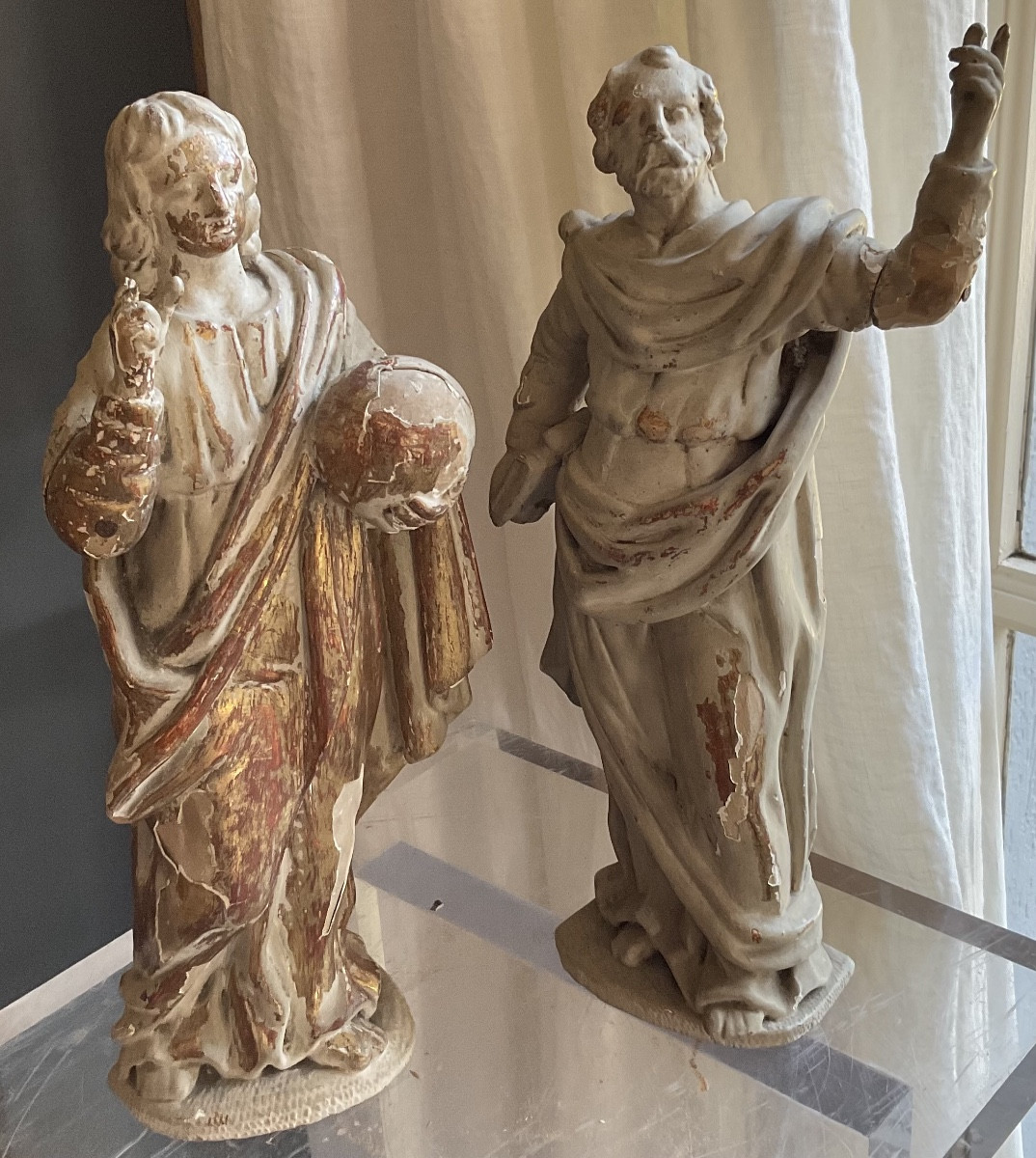 Deux Statues Saints Peintes  Sur Dorurexviiieme-photo-2