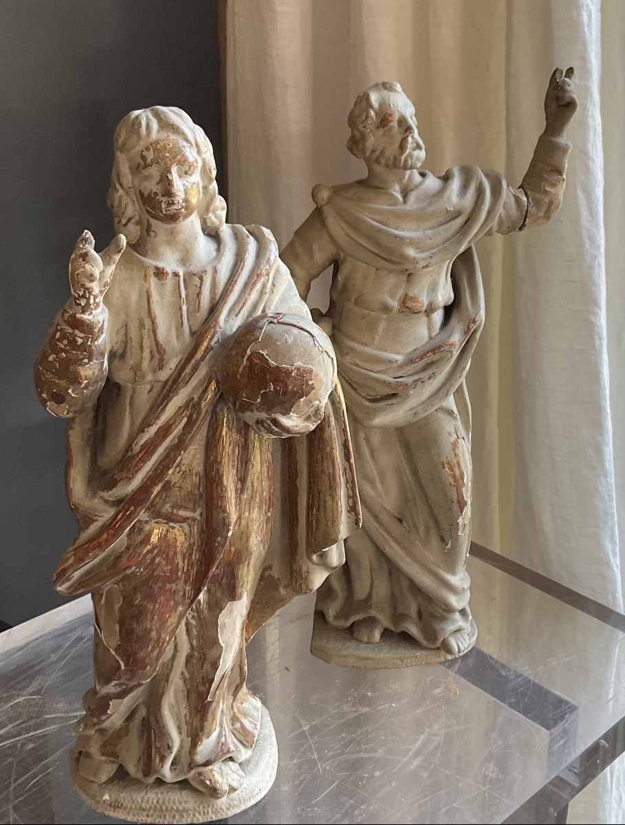 Deux Statues Saints Peintes  Sur Dorurexviiieme-photo-3