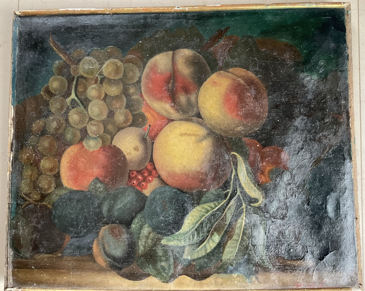 Nature Morte Aux Fruits Huile Sur Toile -photo-3