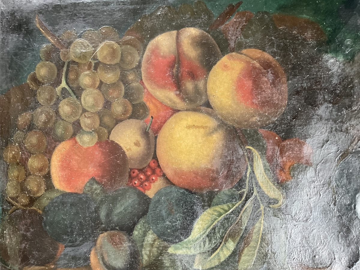 Nature Morte Aux Fruits Huile Sur Toile -photo-3