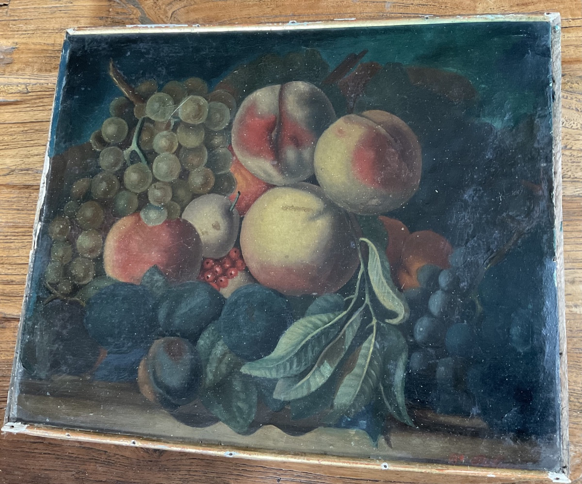 Nature Morte Aux Fruits Huile Sur Toile -photo-4