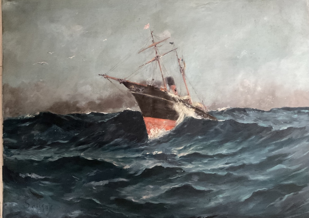 Marine By Savigny Oil On Canvas 92/70-photo-3