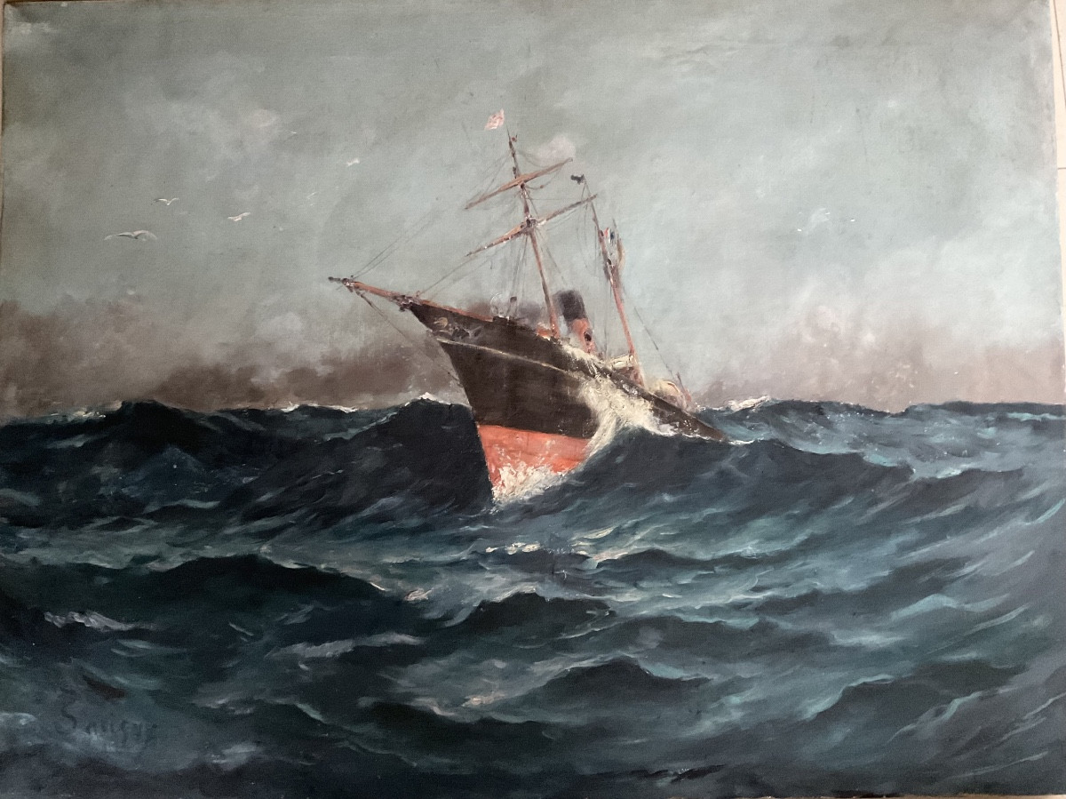 Marine By Savigny Oil On Canvas 92/70