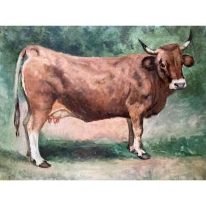 Portrait Of Cow Oil On Canvas 