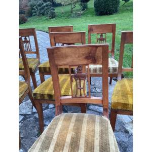 Suite Of 9 Directoire Chairs In Cherry 
