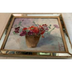 Aquarelle De Fleurs Cadre Miroir