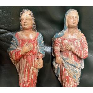 18th Century Wooden Religious Statues Coming From The Same Altar 