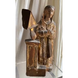 Virgin Of The Annunciation In Wood 17th Century