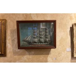 Diorama Wooden Sailing Boat On Sea And Boat 