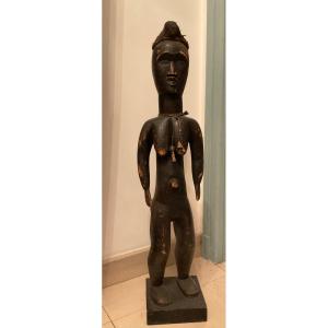 Statue Afrique Bois Et Cheveux