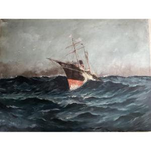 Marine Par Savigny Huile Sur Toile 92/70