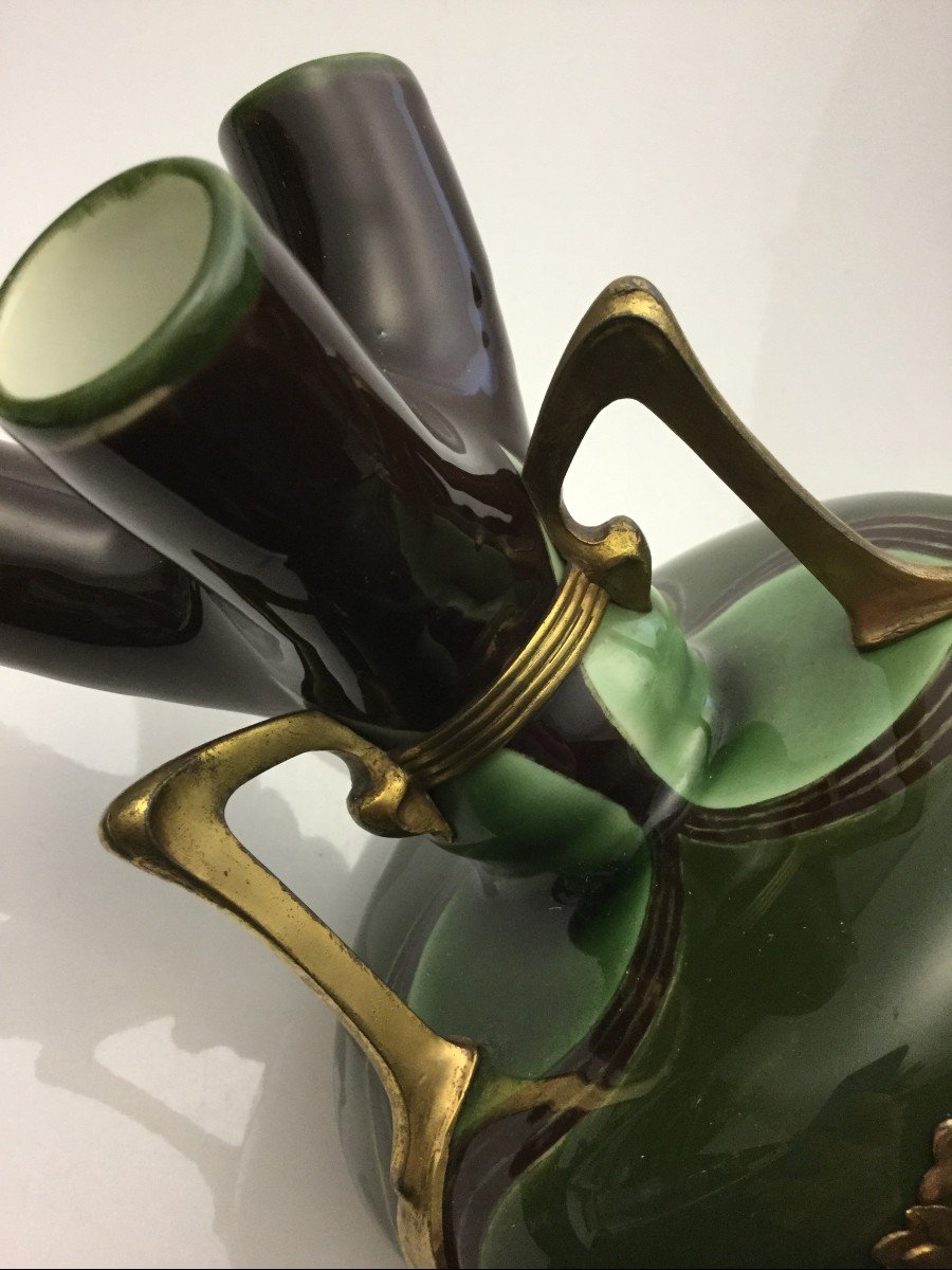 Osiris Pewter Zsolnay Ceramic Vase-photo-3